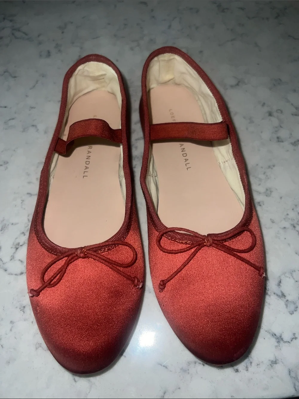 Loeffler Randall Leonie Rust-Orange Satin Mary Jane Flats